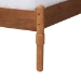Baxton Studio Thatcher Mid-Century Modern Walnut Brown Finished Wood Queen Size Platform Bed with Woven Rattan - BSOMG0211-Walnut-Queen