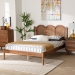 Baxton Studio Thatcher Mid-Century Modern Walnut Brown Finished Wood Queen Size Platform Bed with Woven Rattan - BSOMG0211-Walnut-Queen