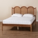 Baxton Studio Thatcher Mid-Century Modern Walnut Brown Finished Wood Queen Size Platform Bed with Woven Rattan - BSOMG0211-Walnut-Queen