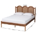 Baxton Studio Thatcher Mid-Century Modern Walnut Brown Finished Wood Queen Size Platform Bed with Woven Rattan - BSOMG0211-Walnut-Queen