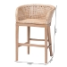 bali & pari Papua Modern Bohemian Antique White Washed Rattan and Mahogany Wood Counter Stool - BSOPapua-Wood/Antil White Wash-CS