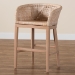 bali & pari Papua Modern Bohemian Antique White Washed Rattan and Mahogany Wood Counter Stool - BSOPapua-Wood/Antil White Wash-CS