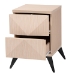 Baxton Studio Draper Mid-Century Modern Two-Tone Light Brown and Black Wood 2-Drawer Nightstand - BSOKBL2334-Natural/Black-2DW-Nightstand