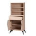 Baxton Studio Draper Mid-Century Modern Two-Tone Light Brown and Black Wood Kitchen Cabinet - BSOKBL2349-Natural/Black-1DW-Kitchen Cabinet