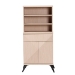 Baxton Studio Draper Mid-Century Modern Two-Tone Light Brown and Black Wood Kitchen Cabinet - BSOKBL2349-Natural/Black-1DW-Kitchen Cabinet