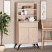 Baxton Studio Draper Mid-Century Modern Two-Tone Light Brown and Black Wood Kitchen Cabinet - BSOKBL2349-Natural/Black-1DW-Kitchen Cabinet