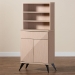 Baxton Studio Draper Mid-Century Modern Two-Tone Light Brown and Black Wood Kitchen Cabinet - BSOKBL2349-Natural/Black-1DW-Kitchen Cabinet