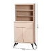 Baxton Studio Draper Mid-Century Modern Two-Tone Light Brown and Black Wood Kitchen Cabinet - BSOKBL2349-Natural/Black-1DW-Kitchen Cabinet