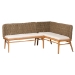 bali & pari Denver Modern Bohemian Natural Seagrass and Acacia Wood 2-Piece Dining Nook Banquette Set