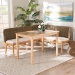bali & pari Denver Modern Bohemian Natural Seagrass and Acacia Wood 3-Piece Dining Nook Set - BSODenver-Natural Seagrass-3PC Dining Set