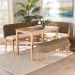 bali & pari Denver Modern Bohemian Natural Seagrass and Acacia Wood 4-Piece Dining Nook Set - BSODenver-Natural Seagrass-4PC Dining Set