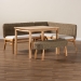 bali & pari Denver Modern Bohemian Natural Seagrass and Acacia Wood 4-Piece Dining Nook Set - BSODenver-Natural Seagrass-4PC Dining Set