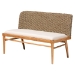 bali & pari Denver Modern Bohemian Natural Seagrass and Acacia Wood 4-Piece Dining Nook Set - BSODenver-Natural Seagrass-4PC Dining Set