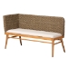 bali & pari Denver Modern Bohemian Natural Seagrass and Acacia Wood 2-Piece Dining Nook Banquette Set - BSODenver-Natural Seagrass with backs-2PC Bench Set