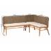 bali & pari Denver Modern Bohemian Natural Seagrass and Acacia Wood 2-Piece Dining Nook Banquette Set - BSODenver-Natural Seagrass with backs-2PC Bench Set