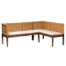 bali & pari Tabanan Modern Bohemian Nautral Brown Rattan and Brown Acacia Wood 2-Piece Dining Nook Banquette Set