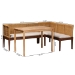 bali & pari Tabanan Modern Bohemian Natural Brown Rattan and Brown Acacia Wood 3-Piece Dining Nook set - BSOTabanan-Light Honey/Light Brown-3PC Dining Set