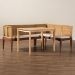 bali & pari Tabanan Modern Bohemian Natural Brown Rattan and Brown Acacia Wood 3-Piece Dining Nook set - BSOTabanan-Light Honey/Light Brown-3PC Dining Set
