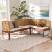 bali & pari Tabanan Modern Bohemian Nautral Brown Rattan and Brown Acacia Wood 2-Piece Dining Nook Banquette Set - BSOTabanan-Light Honey/Light Brown-2PC Bench Set