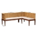 bali & pari Tabanan Modern Bohemian Nautral Brown Rattan and Brown Acacia Wood 2-Piece Dining Nook Banquette Set - BSOTabanan-Light Honey/Light Brown-2PC Bench Set