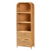 bali & pari Curacao Modern Bohemian Light Honey Rattan 2-Drawer Bookcase