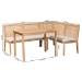 bali & pari Kalimantan Bohemian Light Honey Rattan 3-Piece Dining Nook Set - BSOKalimantan-Light Honey Rattan-3PC Dining Set