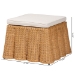 bali & pari Palm Bohemian Honey Scallop Rattan Ottoman - BSOPalm-Light Honey Rattan-Ottoman w/ Cushion