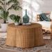bali & pari Palm Bohemian Honey Scallop Rattan Coffee Table - BSOPalm-Light Honey Rattan-Coffee Table
