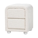 Baxton Studio Bonilla Modern White Teddy-Bear Fabric and Rubberwood 2-Drawer Nightstand