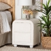 Baxton Studio Bonilla Modern White Teddy-Bear Fabric and Rubberwood 2-Drawer Nightstand - BSOBBT3220.11-White-NS