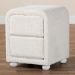 Baxton Studio Bonilla Modern White Teddy-Bear Fabric and Rubberwood 2-Drawer Nightstand - BSOBBT3220.11-White-NS