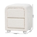 Baxton Studio Bonilla Modern White Teddy-Bear Fabric and Rubberwood 2-Drawer Nightstand - BSOBBT3220.11-White-NS