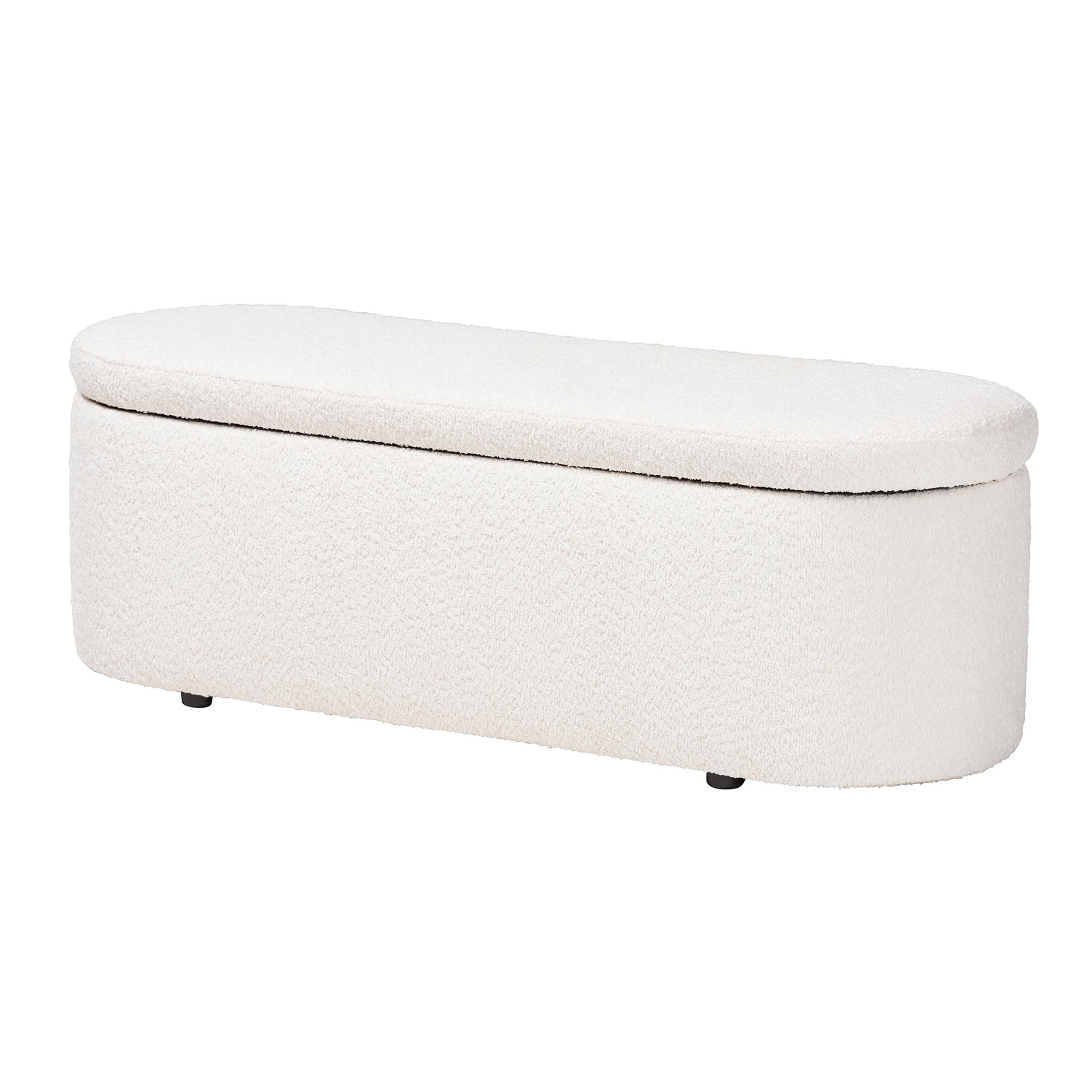 Baxton Studio Lavina Modern White Teddy-Bear Fabric Storage Bench