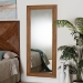 Baxton Studio Rowanne Mid-Century Modern Walnut Brown Rubberwood and Rattan Frame Wall Mirror - BSOBBTM32 A1-Rattan/Walnut-Mirror