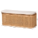 bali & pari Ishana Bohemian Natural Rattan Storage Bench - BSOWS075/Open Square-Natural Rattan-Bench