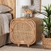 bali & pari Keita Bohemian Natural Rattan and Mahogany Wood Nightstand - BSOWS062-B-Natural Rattan-NS