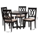 Baxton Studio Aggie Modern Sand Fabric and Dark Brown Finished Wood 5-Piece Dining Set - BSOLindy-Sand/Dark Brown-5PC Dining Set