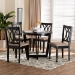 Baxton Studio Aggie Modern Sand Fabric and Dark Brown Finished Wood 5-Piece Dining Set - BSOLindy-Sand/Dark Brown-5PC Dining Set