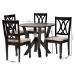 Baxton Studio Irene Modern Sand Fabric and Dark Brown Finished Wood 5-Piece Dining Set - BSOMaddie-Sand/Dark Brown-5PC Dining Set