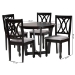Baxton Studio Aggie Modern Grey Fabric and Dark Brown Finished Wood 5-Piece Dining Set - BSOLindy-Grey/Dark Brown-5PC Dining Set