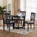 Baxton Studio Aggie Modern Grey Fabric and Dark Brown Finished Wood 5-Piece Dining Set - BSOLindy-Grey/Dark Brown-5PC Dining Set