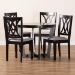 Baxton Studio Aggie Modern Grey Fabric and Dark Brown Finished Wood 5-Piece Dining Set - BSOLindy-Grey/Dark Brown-5PC Dining Set