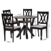 Baxton Studio Irene Modern Grey Fabric and Dark Brown Finished Wood 5-Piece Dining Set - BSOMaddie-Grey/Dark Brown-5PC Dining Set