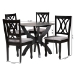 Baxton Studio April Modern Grey Fabric and Dark Brown Finished Wood 5-Piece Dining Set - BSOMirela-Grey/Dark Brown-5PC Dining Set