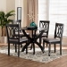 Baxton Studio April Modern Grey Fabric and Dark Brown Finished Wood 5-Piece Dining Set - BSOMirela-Grey/Dark Brown-5PC Dining Set