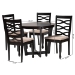 Baxton Studio Leda Modern Sand Fabric and Dark Brown Finished Wood 5-Piece Dining Set - BSOLeda-Sand/Dark Brown-5PC Dining Set