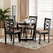 Baxton Studio Leda Modern Sand Fabric and Dark Brown Finished Wood 5-Piece Dining Set - BSOLeda-Sand/Dark Brown-5PC Dining Set