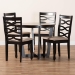 Baxton Studio Leda Modern Sand Fabric and Dark Brown Finished Wood 5-Piece Dining Set - BSOLeda-Sand/Dark Brown-5PC Dining Set