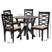 Baxton Studio Ariane Modern Sand Fabric and Dark Brown Finished Wood 5-Piece Dining Set - BSOBetty-Sand/Dark Brown-5PC Dining Set