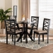 Baxton Studio Ariane Modern Sand Fabric and Dark Brown Finished Wood 5-Piece Dining Set - BSOBetty-Sand/Dark Brown-5PC Dining Set